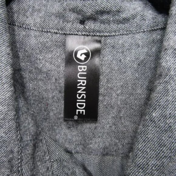 Burnside Gray Flannel Long Sleeve Button Front Shirt XL Embroidered Hops Beer - Picture 6 of 10